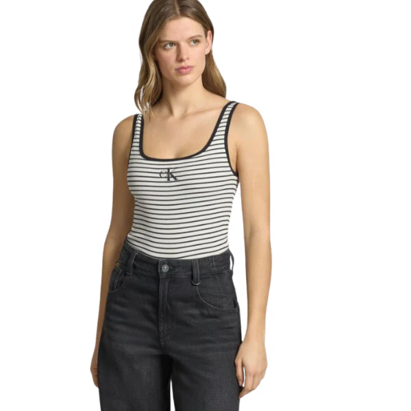 TOP CALVIN KLEIN STRIPED MONOLOGO MUJER