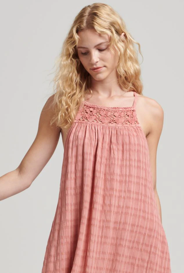 VESTIDO LARGO SUPERDRY DE TIRANTES CON ESCOTE HALTER VINTAGE